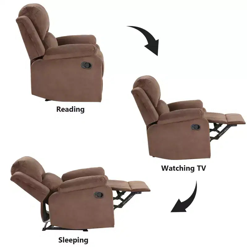 Bestier Fauteuil inclinable XL pour adultes, fauteuil manuel réglable, fauteuil inclinable simple pour salon, fauteuil rembourré, marron