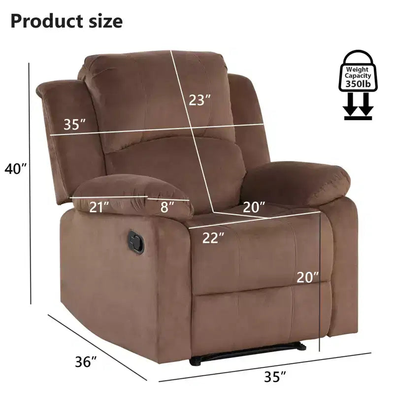 Bestier Fauteuil inclinable XL pour adultes, fauteuil manuel réglable, fauteuil inclinable simple pour salon, fauteuil rembourré, marron