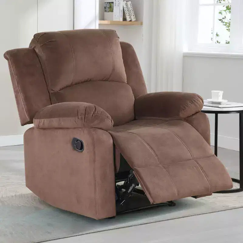 Bestier Oversized Recliner Chair for Adults, Adjustable Manual Chair, Reclining Single Sofa Chair for Living Room, Upholstered Armchair, Brown