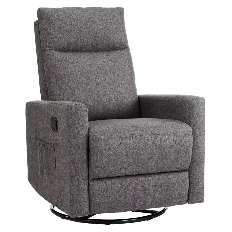 Bestier Recliner Chair, 360 Swivel Rocker Chair for Adults, Upholstered Glider Rocker Recliners with High Back, Nursery Chairs for Living Room, Grey