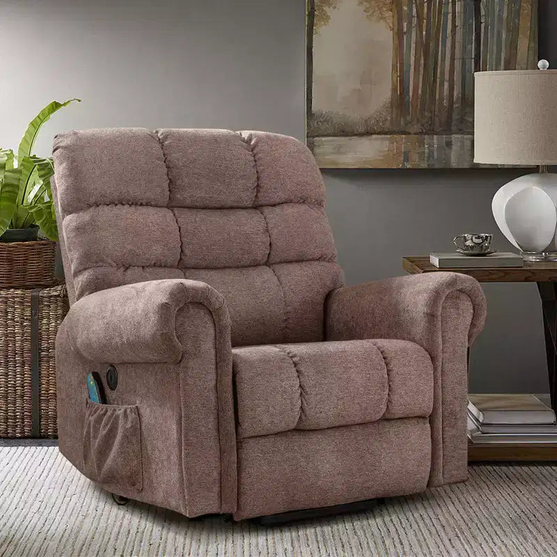 Fauteuil inclinable surdimensionné Bestier pour adultes, fauteuil inclinable à bascule avec chauffage et 8 points de vibration, fauteuil de salon confortable pour le salon avec pochette latérale
