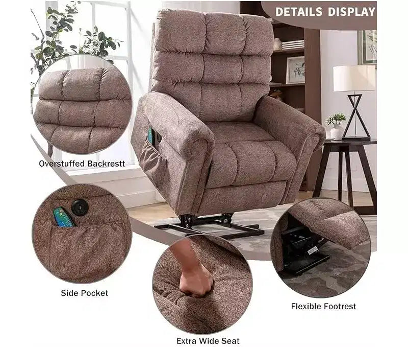 Fauteuil inclinable surdimensionné Bestier pour adultes, fauteuil inclinable à bascule avec chauffage et 8 points de vibration, fauteuil de salon confortable pour le salon avec pochette latérale