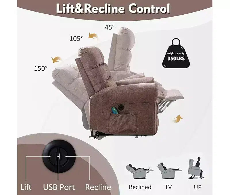 Fauteuil inclinable surdimensionné Bestier pour adultes, fauteuil inclinable à bascule avec chauffage et 8 points de vibration, fauteuil de salon confortable pour le salon avec pochette latérale