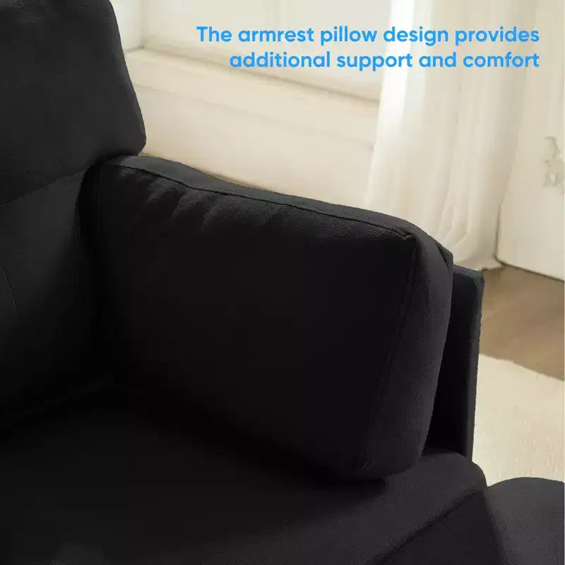 Canapé d'angle modulable convertible Mjkone, canapé 4 places en tissu confortable avec poufs amovibles
