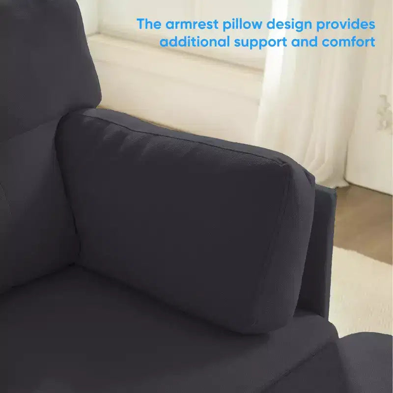 Canapé d'angle modulable convertible Mjkone, canapé 4 places en tissu confortable avec poufs amovibles