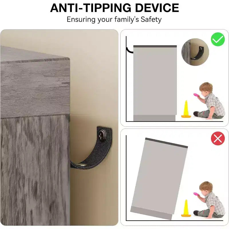 Commode basse de 110 cm avec 2 portes et 4 tiroirs - Armoire multifonctionnelle en bois avec tringle pour chambre à coucher