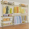 Timate F3 Garment Rack Heavy Duty Clothes Rack Expandable Industrial Pipe Wall Mounted Clothing Racks Wardrobe Closet Kit , Gold