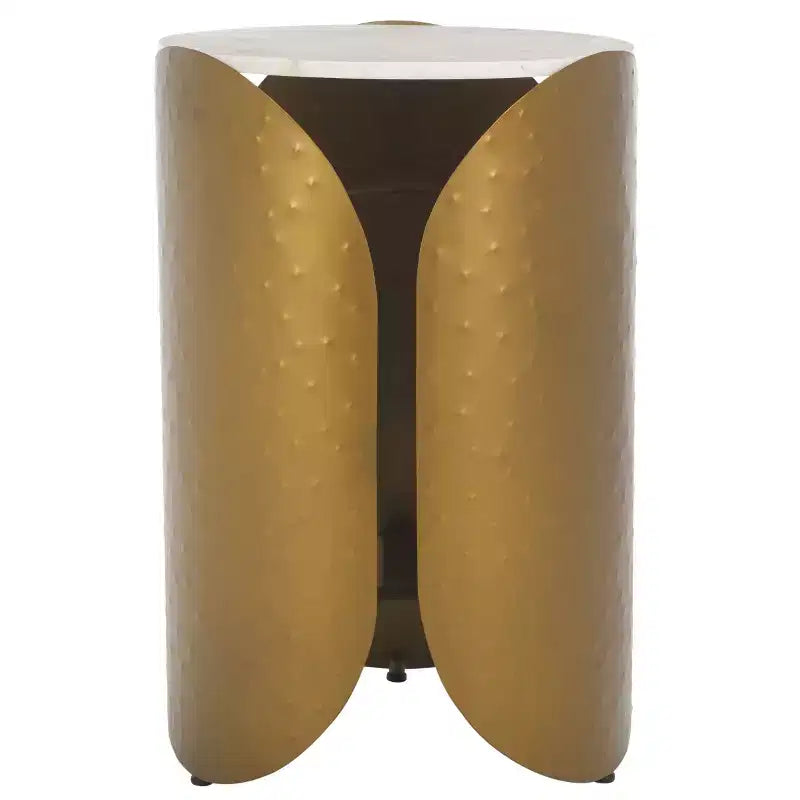 Table d'appoint ronde Shiara - FOX5531A - Blanc/Laiton vieilli - Safavieh Couture