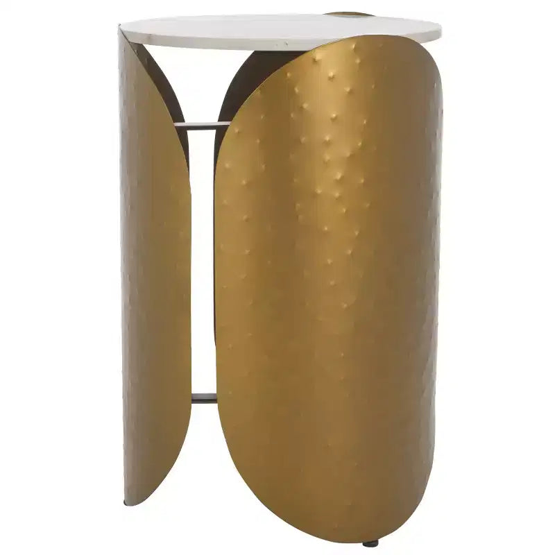 Table d'appoint ronde Shiara - FOX5531A - Blanc/Laiton vieilli - Safavieh Couture