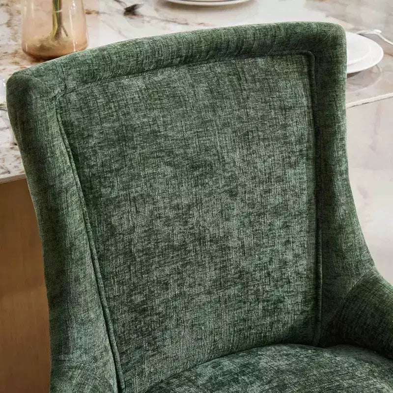 Okak Chaises de salle à manger modernes en chenille, lot de 2, chaises confortables en tissu avec rembourrage épais, chaises d'appoint avec pieds plaqués or et garniture de rivets