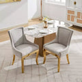 Okak Modern Chenille Dining Chairs Set of 2, Comfy Fabric Chairs with Thick Upholstered, Accent Chairs with Gold - Plated Legs Rivet Trim