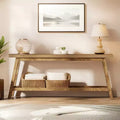 MAYEERTY 70.9 Extra Long 2-Tier Console Table, Rustic Farmhouse Sofa Table for Entryway Living Room