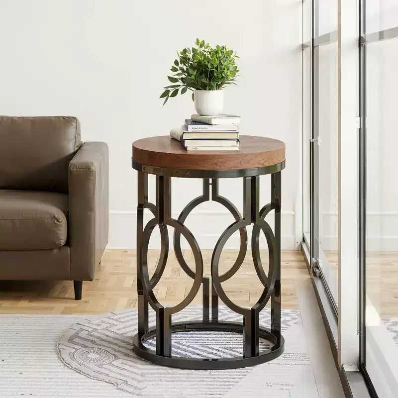 MAYEERTY Modern Rustic Accent Table, Sturdy Construction Sofa Side Table for Daily Use