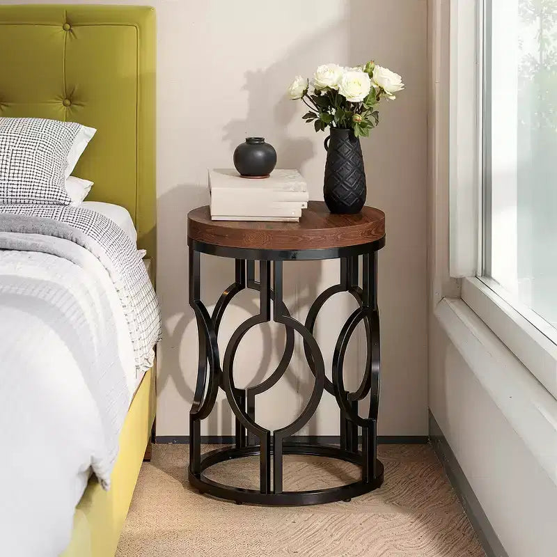 MAYEERTY Table d'appoint moderne rustique, table d'appoint de canapé robuste pour usage quotidien