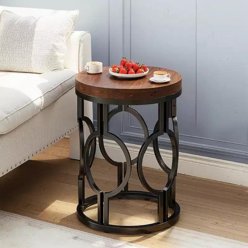 MAYEERTY Table d'appoint moderne rustique, table d'appoint de canapé robuste pour usage quotidien