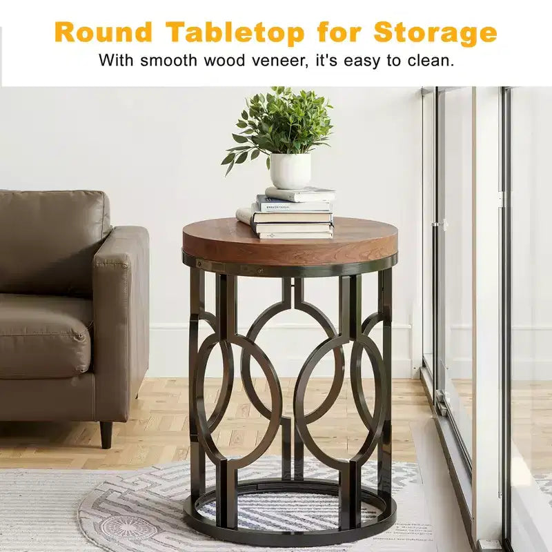 MAYEERTY Table d'appoint moderne rustique, table d'appoint de canapé robuste pour usage quotidien