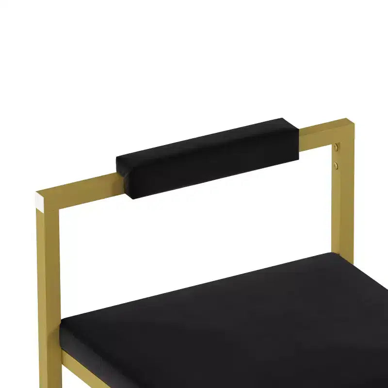 MAYEERTY Tabourets de bar modernes en velours à hauteur de comptoir, lot de 2, avec dossier bas, tabourets de salle à manger rembourrés pour îlot de cuisine, or et noir