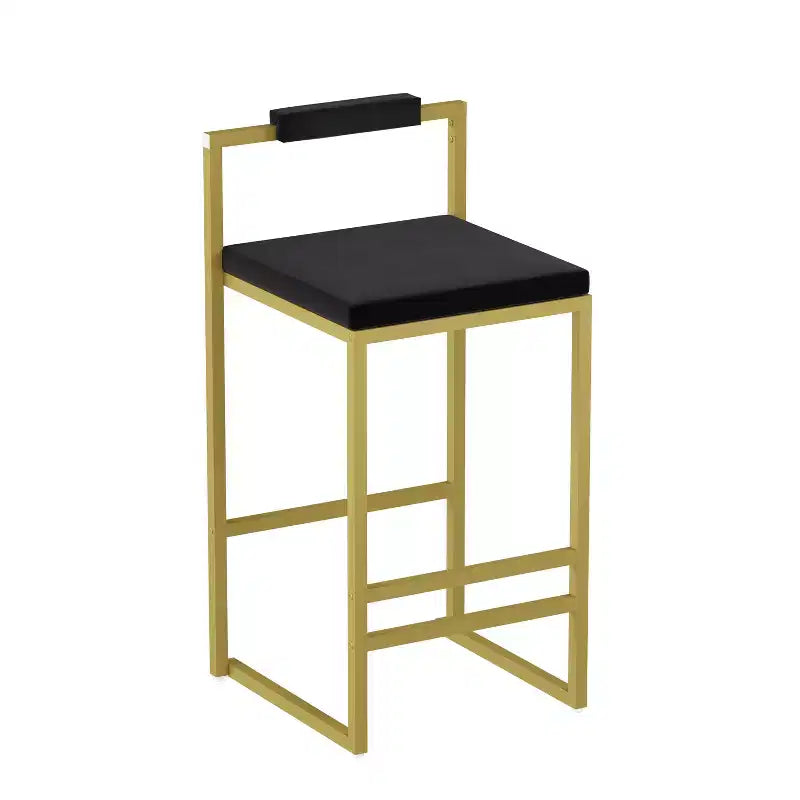 MAYEERTY Tabourets de bar modernes en velours à hauteur de comptoir, lot de 2, avec dossier bas, tabourets de salle à manger rembourrés pour îlot de cuisine, or et noir