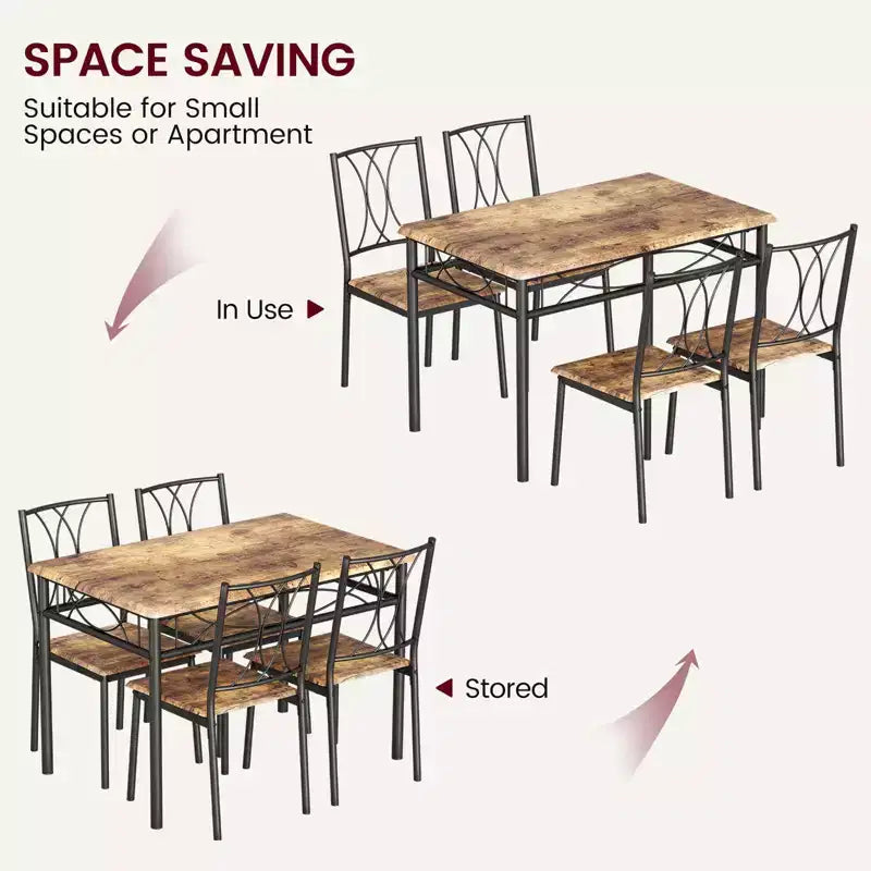 Table de cuisine rectangulaire, avec 4 chaises rembourrées
