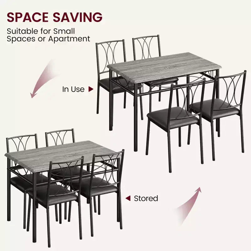 Table de cuisine rectangulaire, avec 4 chaises rembourrées
