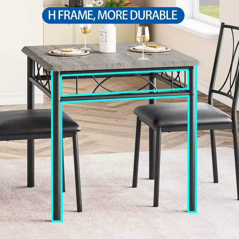 Table de cuisine rectangulaire, avec 4 chaises rembourrées