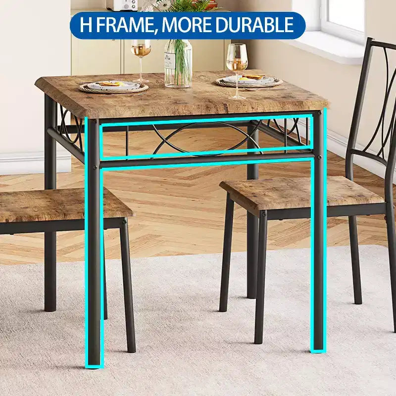 Table de cuisine rectangulaire, avec 4 chaises rembourrées