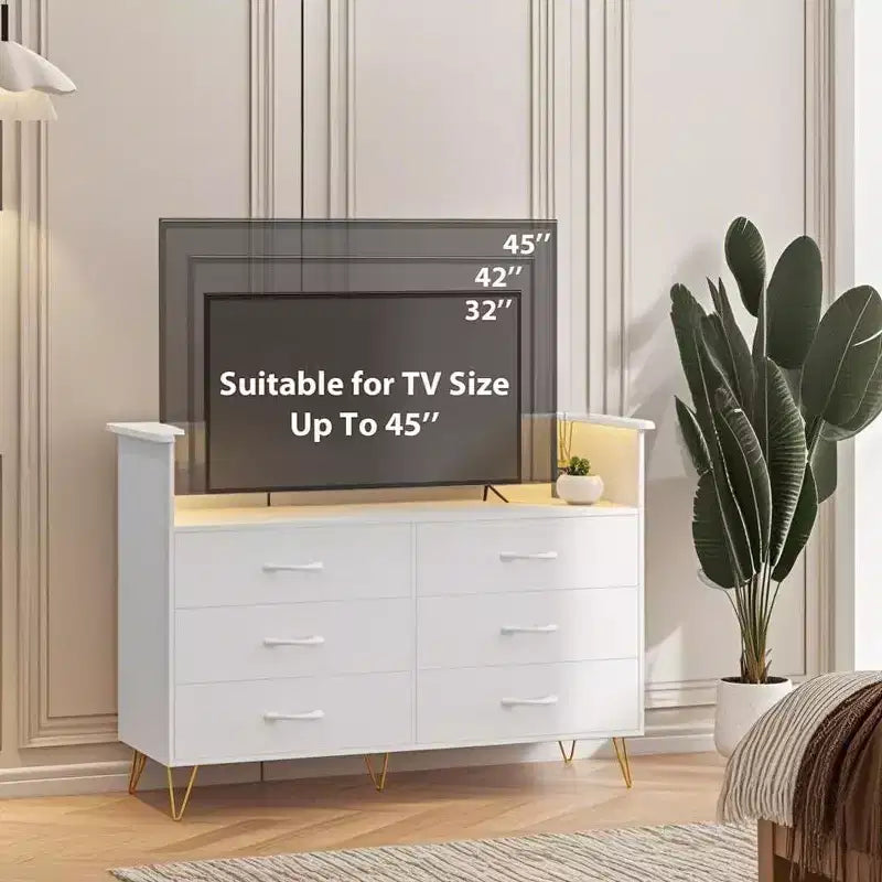 Coiffeuse Intelligente Acekool - Rangement 6 Tiroirs LED avec Station de Recharge