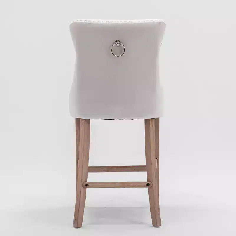 Okak Lot de 2 tabourets de bar contemporains en velours avec capitonnage et garniture cloutée chromée, tabourets rembourrés avec pieds en bois pour îlot de cuisine