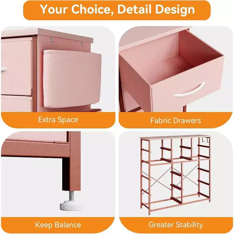 Commode en tissu Acekool à 12 tiroirs avec poches latérales Meuble de rangement pour chambre et placard