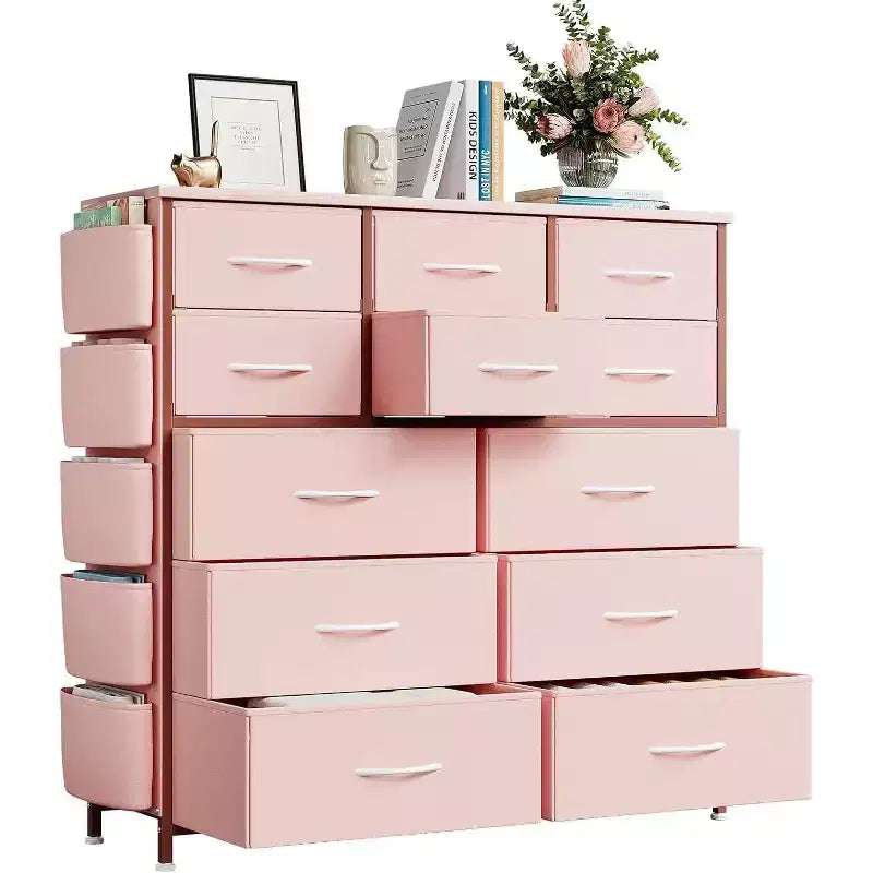 Commode en tissu Acekool à 12 tiroirs avec poches latérales Meuble de rangement pour chambre et placard