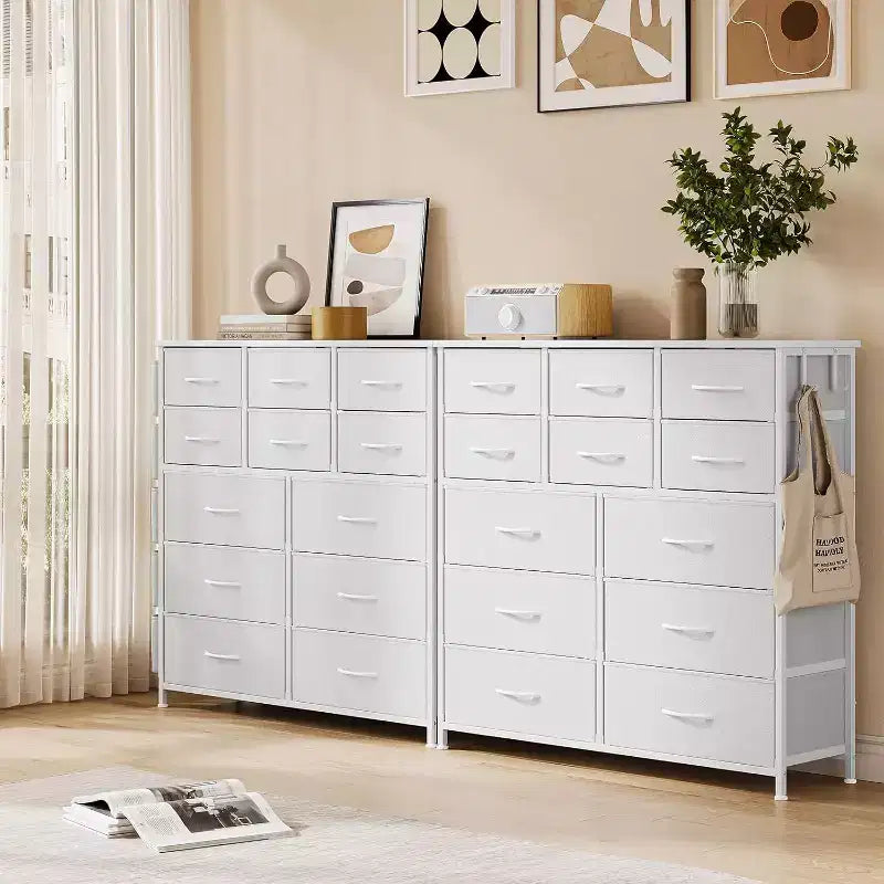 Commode en tissu Acekool à 12 tiroirs avec poches latérales Meuble de rangement pour chambre et placard