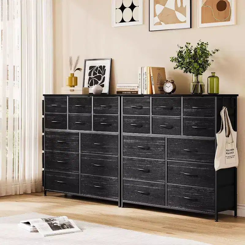Commode en tissu Acekool à 12 tiroirs avec poches latérales Meuble de rangement pour chambre et placard