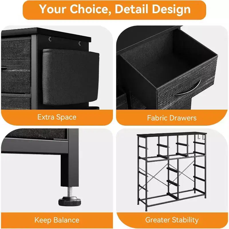 Commode en tissu Acekool à 12 tiroirs avec poches latérales Meuble de rangement pour chambre et placard
