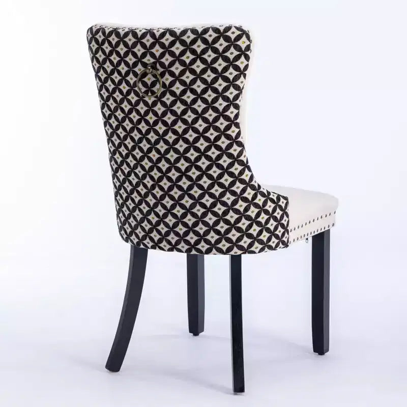 Okak Farmhouse – Lot de 2 chaises de salle à manger rembourrées, pieds en bois massif, cloutées, chaises d'appoint touffues en velours confortables pour table de salle à manger