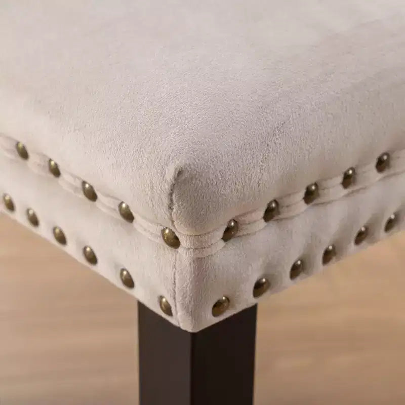 Okak Farmhouse – Lot de 2 chaises de salle à manger rembourrées, pieds en bois massif, cloutées, chaises d'appoint touffues en velours confortables pour table de salle à manger