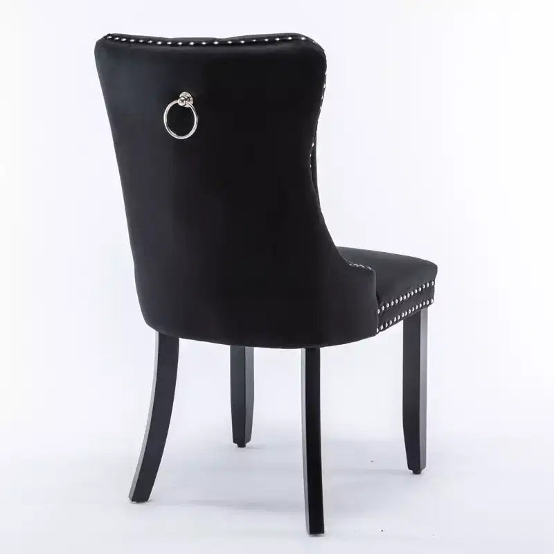 Okak Farmhouse – Lot de 2 chaises de salle à manger rembourrées, pieds en bois massif, cloutées, chaises d'appoint touffues en velours confortables pour table de salle à manger