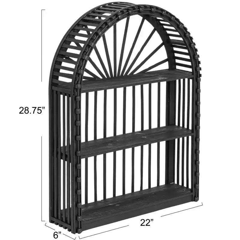 Étagère murale en bambou et bois cintré Storied Home, Noir