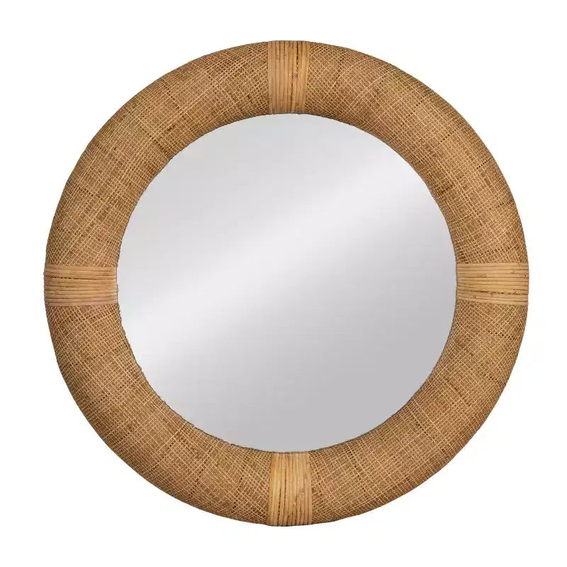 Miroir mural rond en rotin tressé à la main Storied Home, naturel