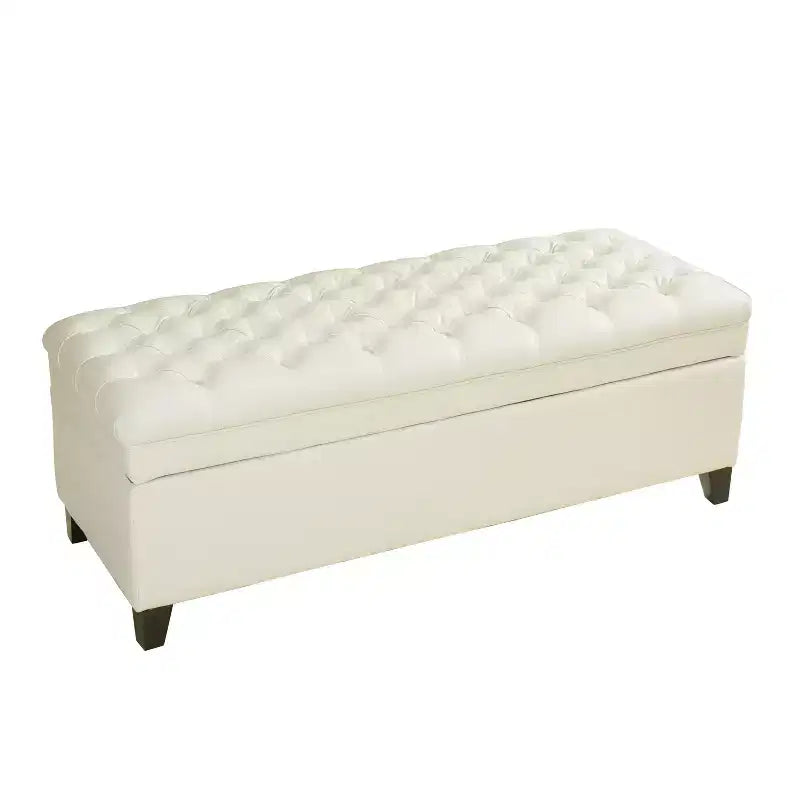 Banc ottoman de rangement capitonné en cuir reconstitué contemporain Christopher Knight Home Hastings