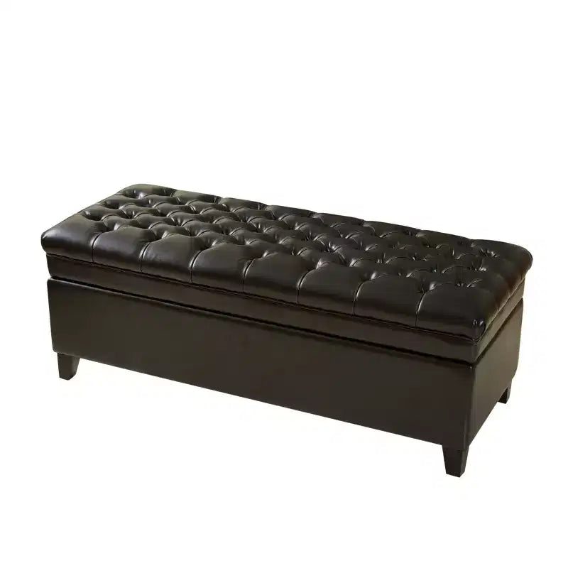 Banc ottoman de rangement capitonné en cuir reconstitué contemporain Christopher Knight Home Hastings