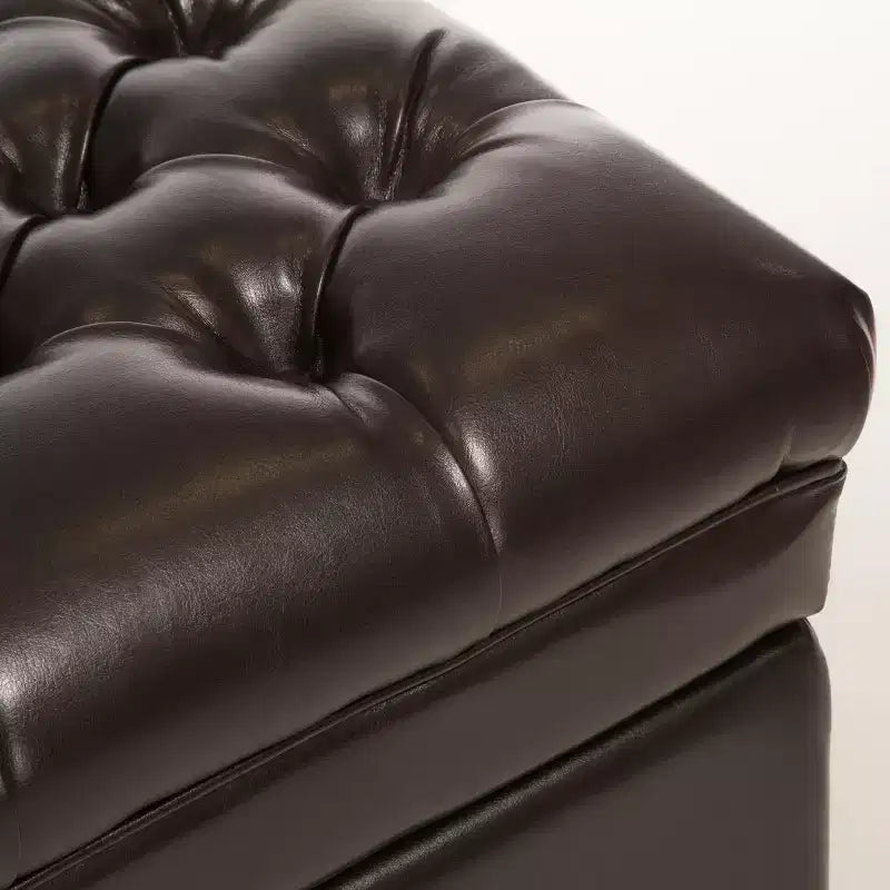 Banc ottoman de rangement capitonné en cuir reconstitué contemporain Christopher Knight Home Hastings