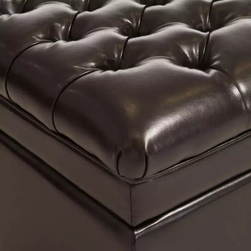 Banc ottoman de rangement capitonné en cuir reconstitué contemporain Christopher Knight Home Hastings