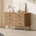 Acekool 6-Drawer Mid-Century Dresser  Natural Wood Storage with Black Accents