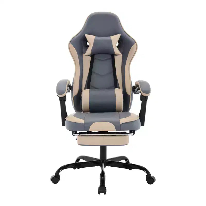 Chaise de jeu, chaise d'ordinateur ergonomique avec repose-pieds et support lombaire massant, chaise de jeu vidéo pivotante et réglable en hauteur
