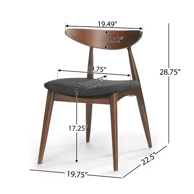 Chaises de salle à manger Christopher Knight Home Barron, de style mi-siècle moderne, en bois d'hévéa, avec revêtement en tissu (Lot de 2)