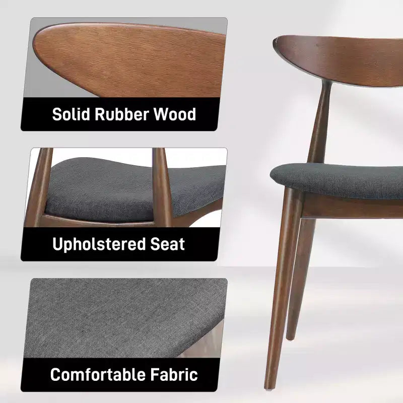 Chaises de salle à manger Christopher Knight Home Barron, de style mi-siècle moderne, en bois d'hévéa, avec revêtement en tissu (Lot de 2)