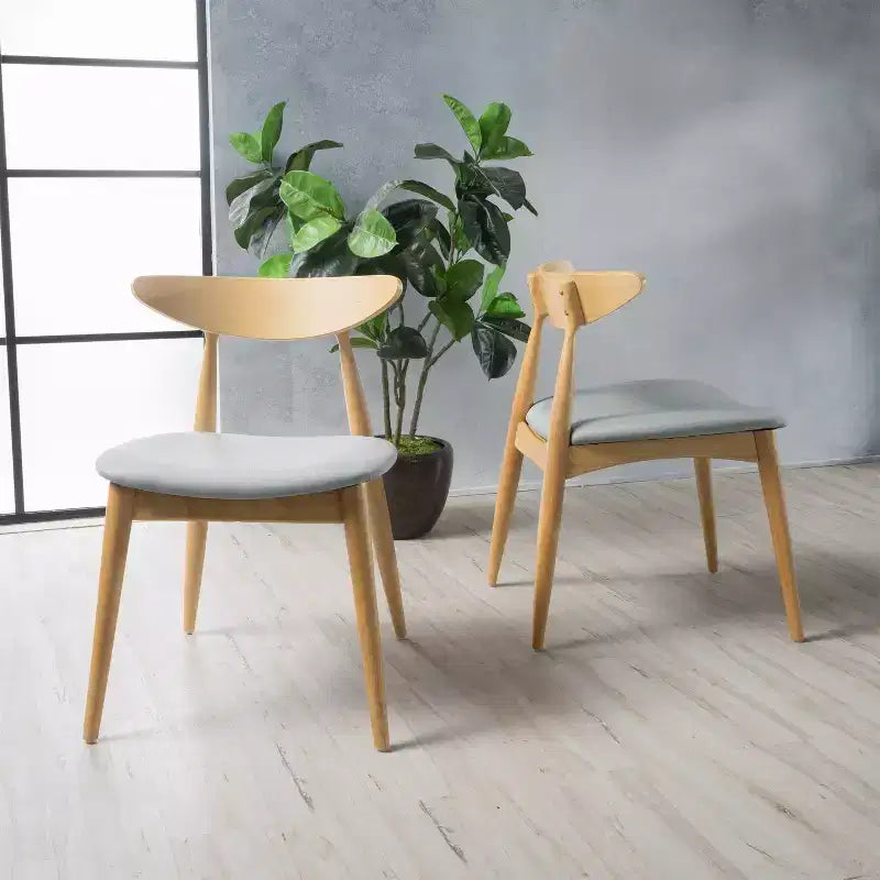 Chaises de salle à manger Christopher Knight Home Barron, de style mi-siècle moderne, en bois d'hévéa, avec revêtement en tissu (Lot de 2)