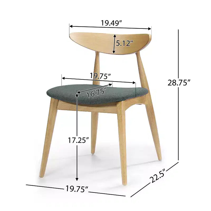 Chaises de salle à manger Christopher Knight Home Barron, de style mi-siècle moderne, en bois d'hévéa, avec revêtement en tissu (Lot de 2)