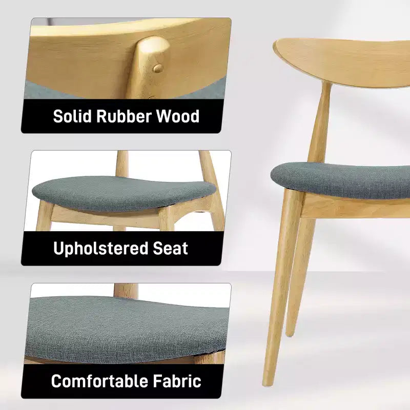 Chaises de salle à manger Christopher Knight Home Barron, de style mi-siècle moderne, en bois d'hévéa, avec revêtement en tissu (Lot de 2)