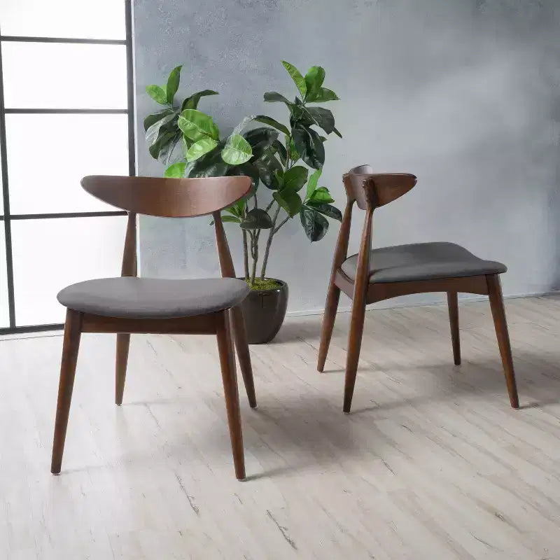 Chaises de salle à manger Christopher Knight Home Barron, de style mi-siècle moderne, en bois d'hévéa, avec revêtement en tissu (Lot de 2)